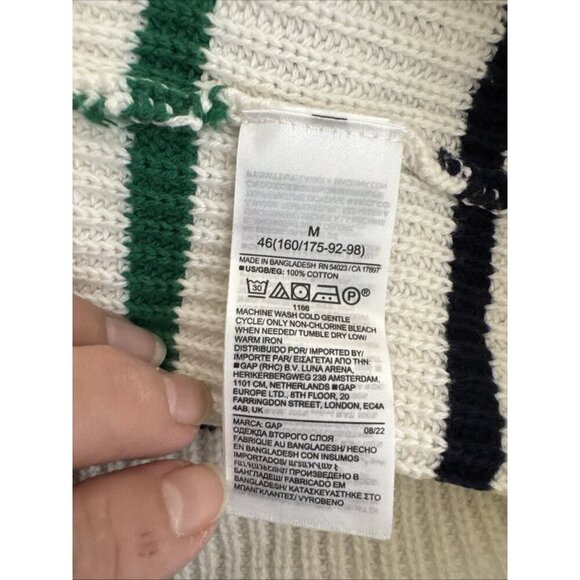 Gap Women's M Crew LS Creme Multi Stripe Sweater 100% Cotton NWT - Picture 9 of 12